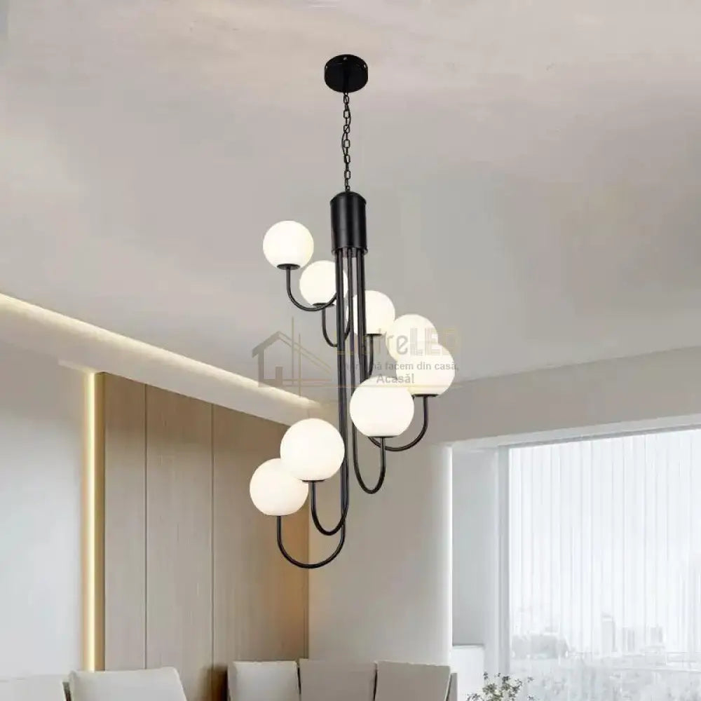 Lustra Suspendata FUBRI Black Abajur Mat NEAGRA / ABAJUR / 8 Chandeliers
