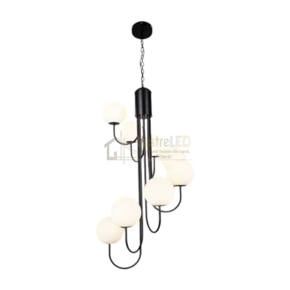 Lustra Suspendata FUBRI Black Abajur Mat NEAGRA / ABAJUR / 8 Chandeliers
