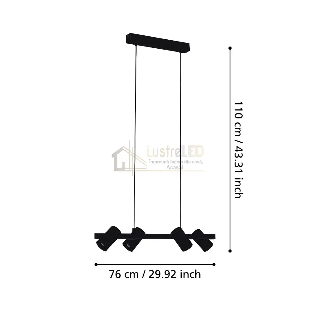 Lustra Suspendata GATUELA 1 Black 110CM NEAGRA / VINTAGE SI RETRO DESIGN / 110CM Chandeliers