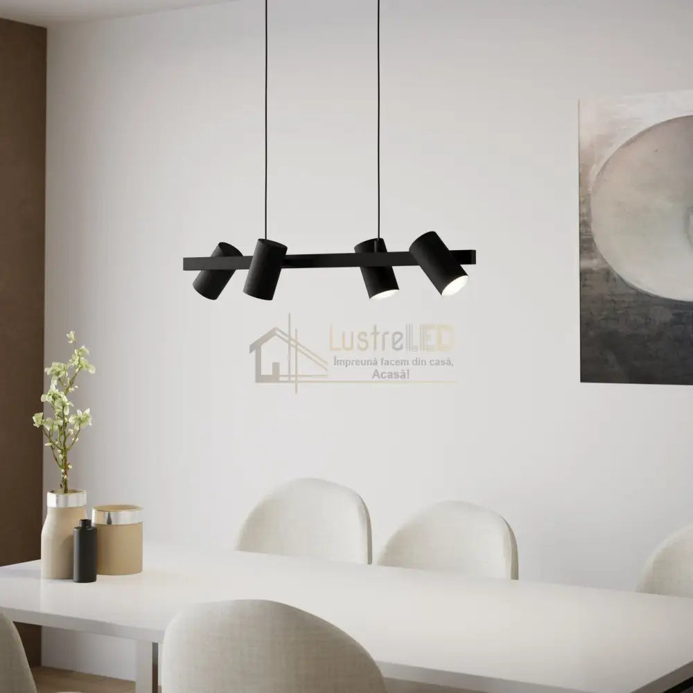 Lustra Suspendata GATUELA 1 Black 110CM NEAGRA / VINTAGE SI RETRO DESIGN / 110CM Chandeliers