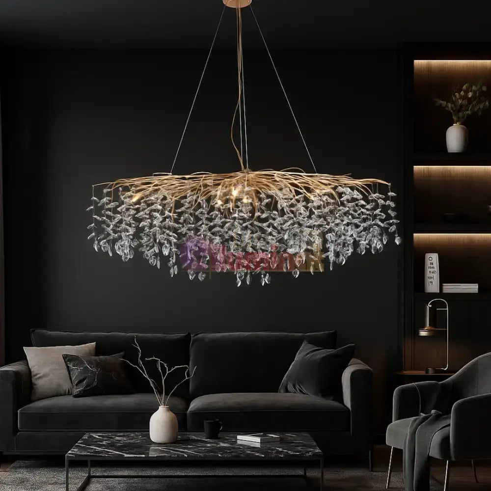 Lustra Suspendata Gold Klara Ovala 120x45 cm lustreled.ro