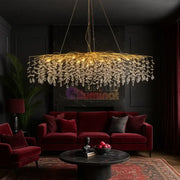 Lustra Suspendata Gold Klara Ovala 120x45 cm lustreled.ro