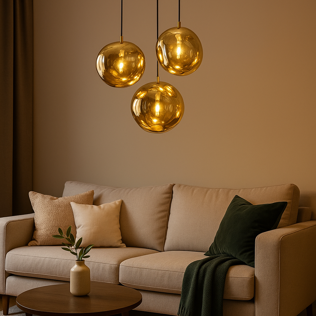 Lustra Abajur Suspendata Golden Orbs 3xE27