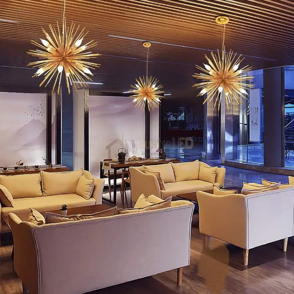 Lustra Suspendata Golden Sun Chandeliers