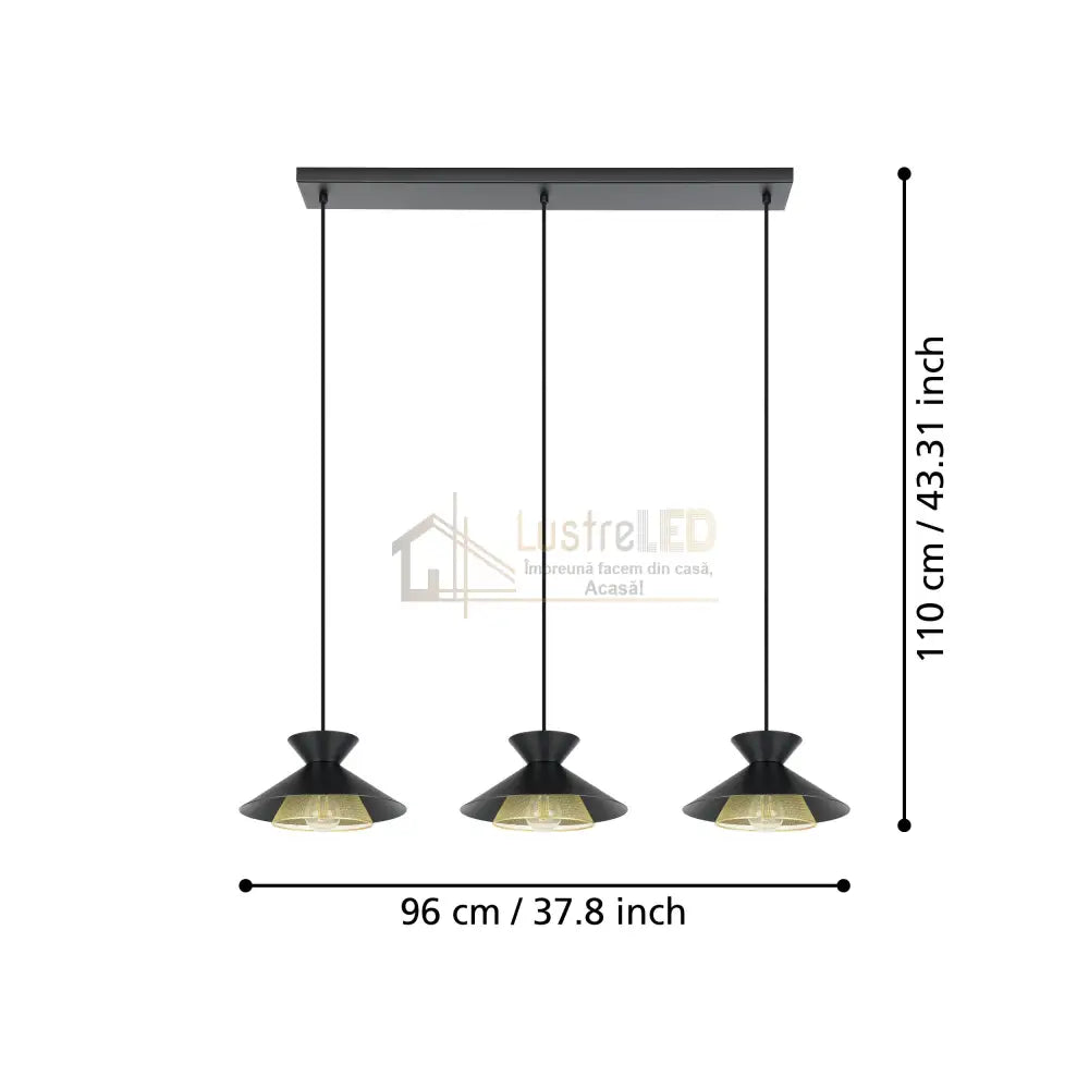 Lustra Suspendata GRIZEDALE Black 110CM NEAGRA / VINTAGE SI RETRO DESIGN / 110CM Chandeliers