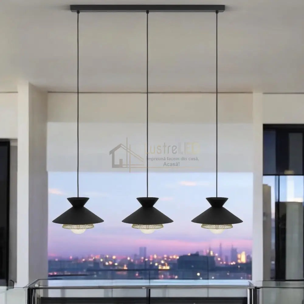 Lustra Suspendata GRIZEDALE Black 110CM NEAGRA / VINTAGE SI RETRO DESIGN / 110CM Chandeliers