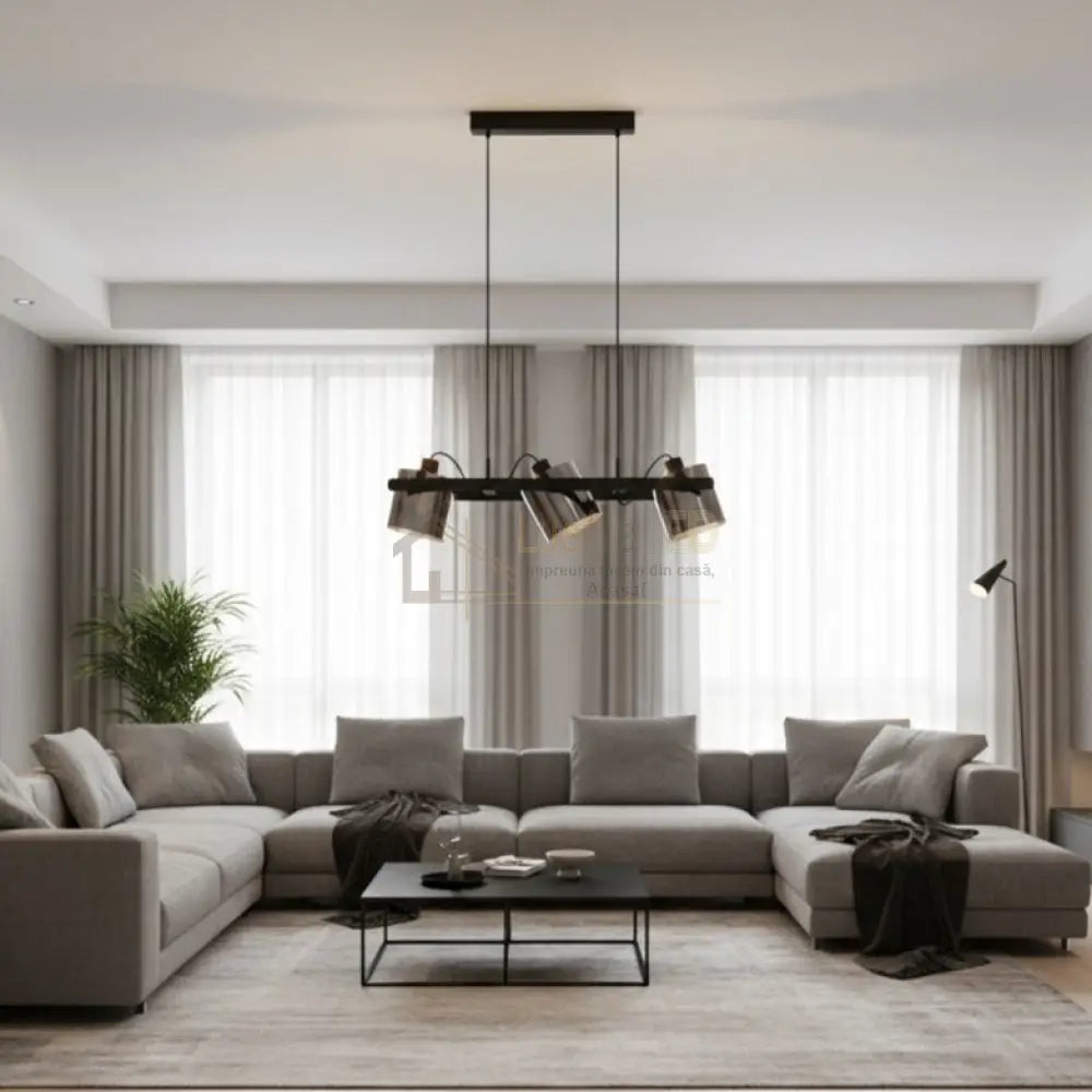 Lustra Suspendata HORNWOOD 3xE27 Black 78CM Chandeliers