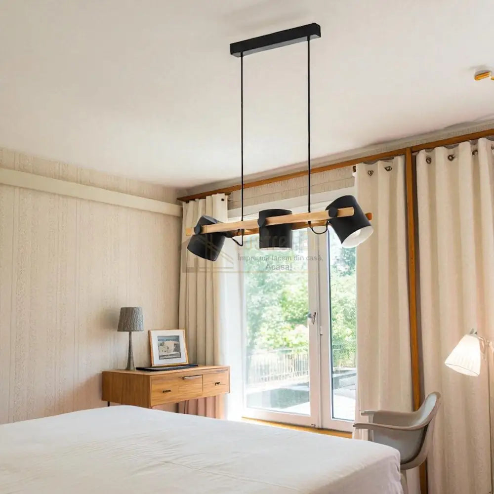 Lustra Suspendata HORNWOOD Black 110CM NEAGRA / VINTAGE SI RETRO DESIGN / 110CM Chandeliers
