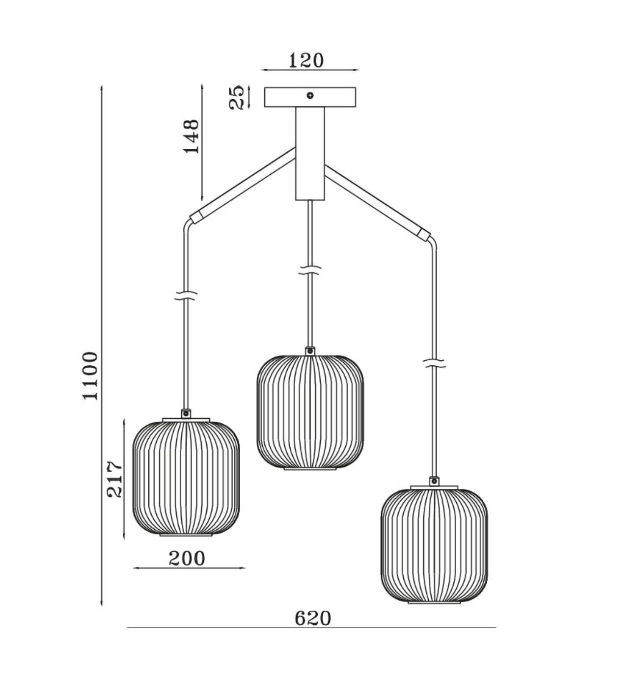 Lustra Suspendata INFESTO GLASS Vintage Suport Rotund 3xE27
