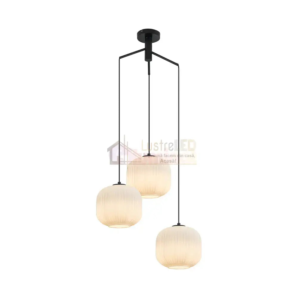 Lustra Suspendata Infesto Glass Vintage Suport Rotund 3Xe27 Lighting Fixtures