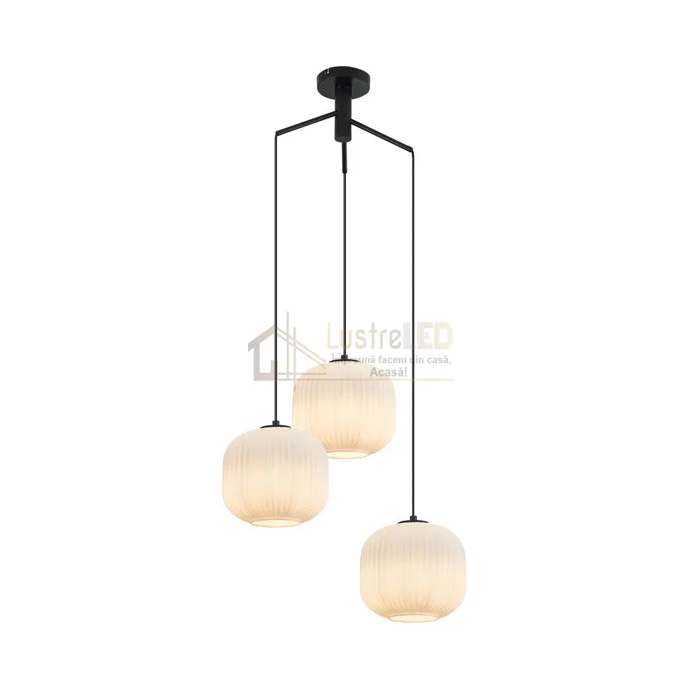 Lustra Suspendata Infesto Glass Vintage Suport Rotund 3Xe27 Lighting Fixtures