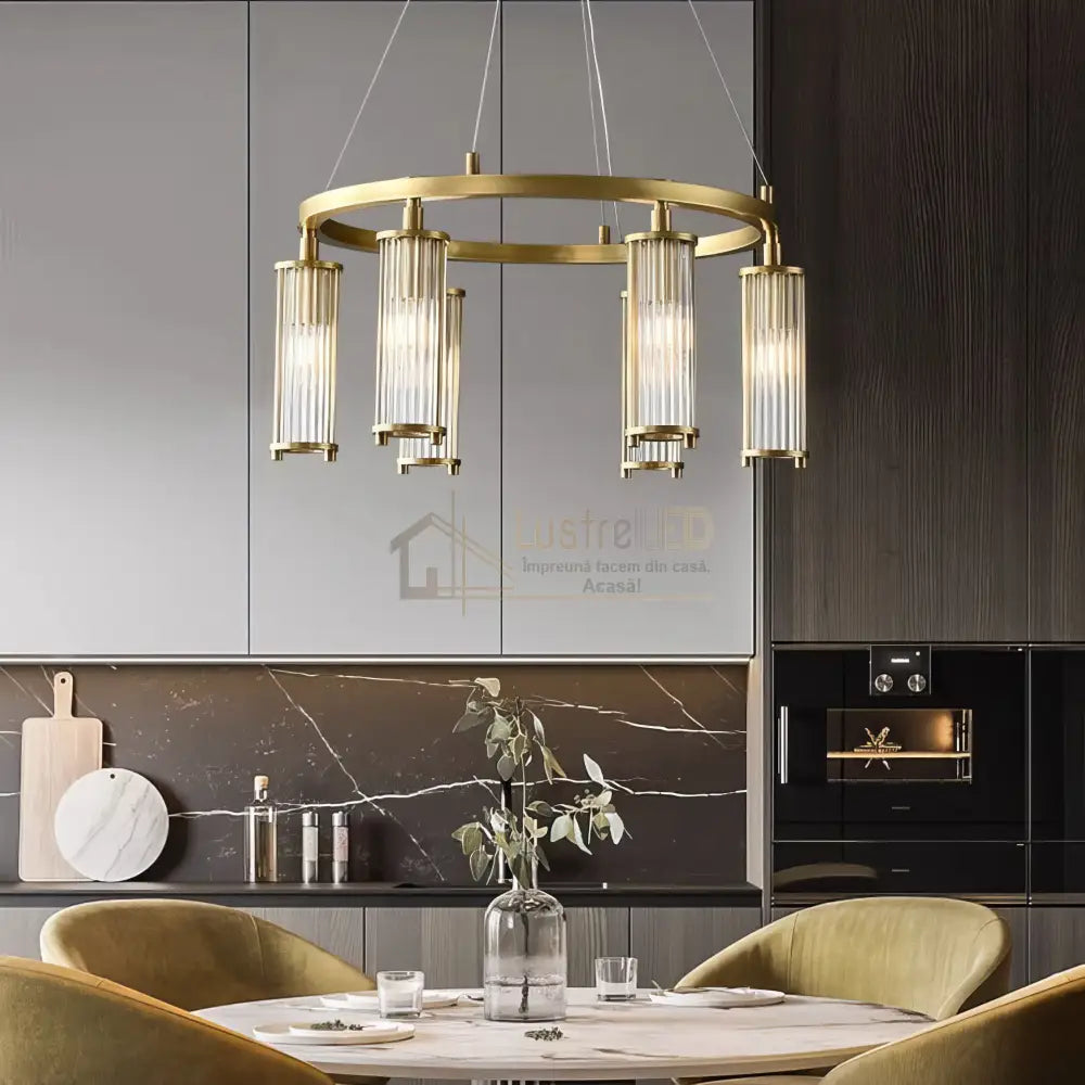 Lustra Suspendata LEXA ROUND 6xE14 Gold Chandeliers