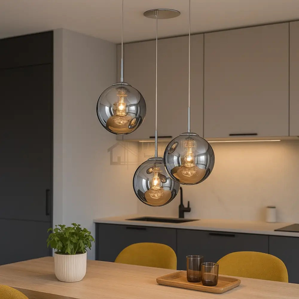 Lustra Suspendata LIMA Silver Abajur Fumuriu 3xG9 Chandeliers