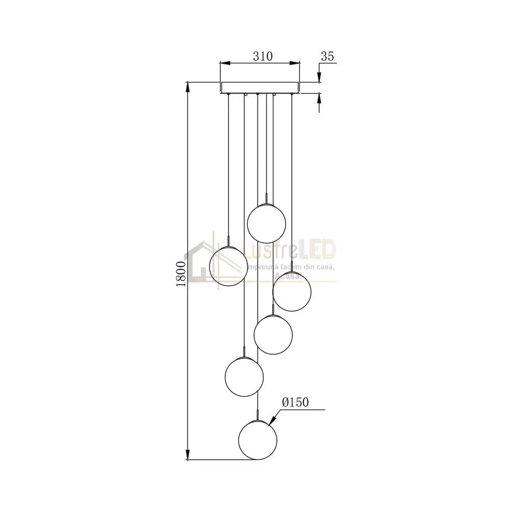 Lustra Suspendata LIMA Silver Abajur Fumuriu 6xG9 Chandeliers