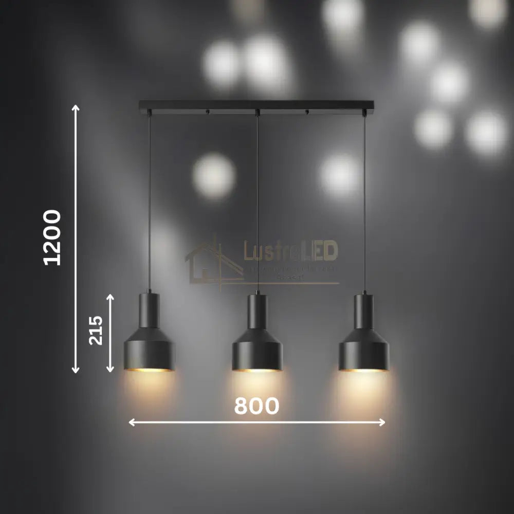 Lustră Suspendată Liniară 3Xe27 Arcane Black Lighting Fixtures