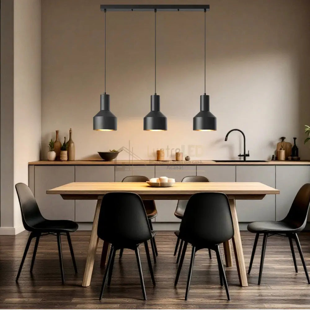 Lustră Suspendată Liniară 3Xe27 Arcane Black Lighting Fixtures