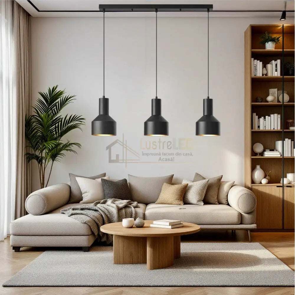 Lustră Suspendată Liniară 3Xe27 Arcane Black Lighting Fixtures