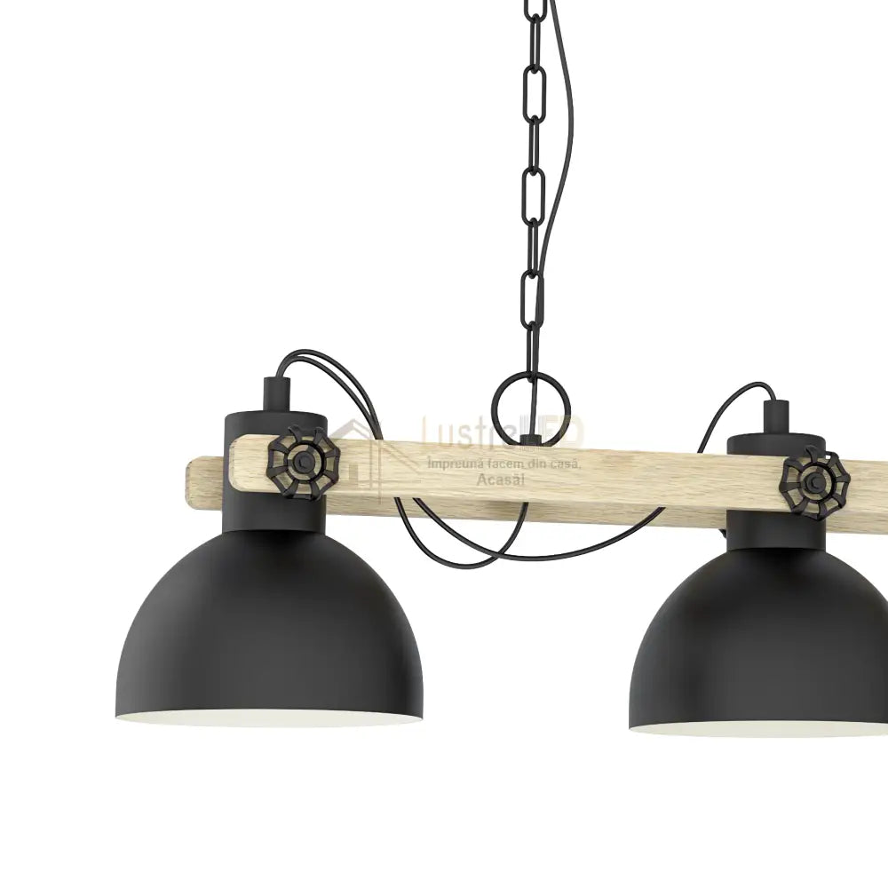 Lustra Suspendata LUBENHAM Black & Wood Eglo Chandeliers