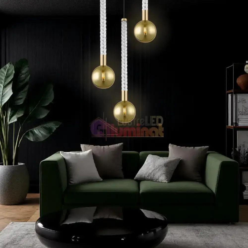 Lustra LED Suspendata 3xG9 Gold VintaLux lustreled.ro