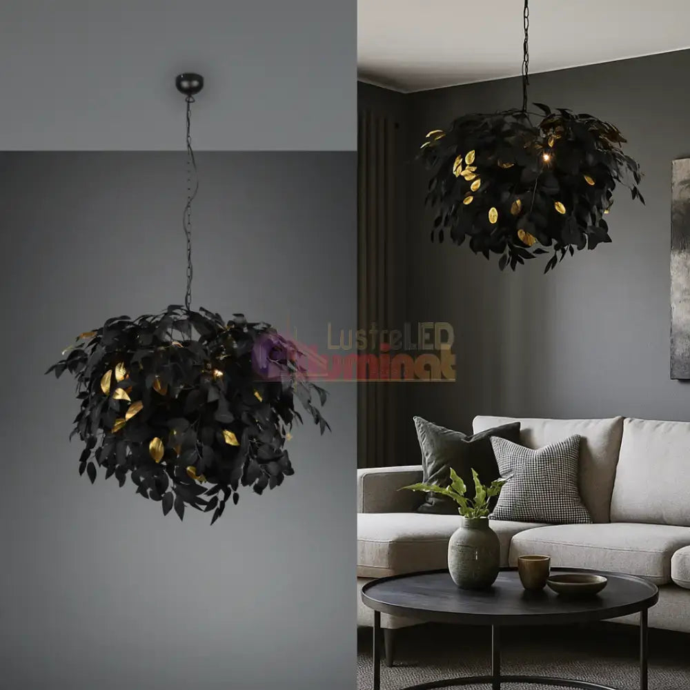 Lustra Suspendata Luxury LEAVY Black lustreled.ro