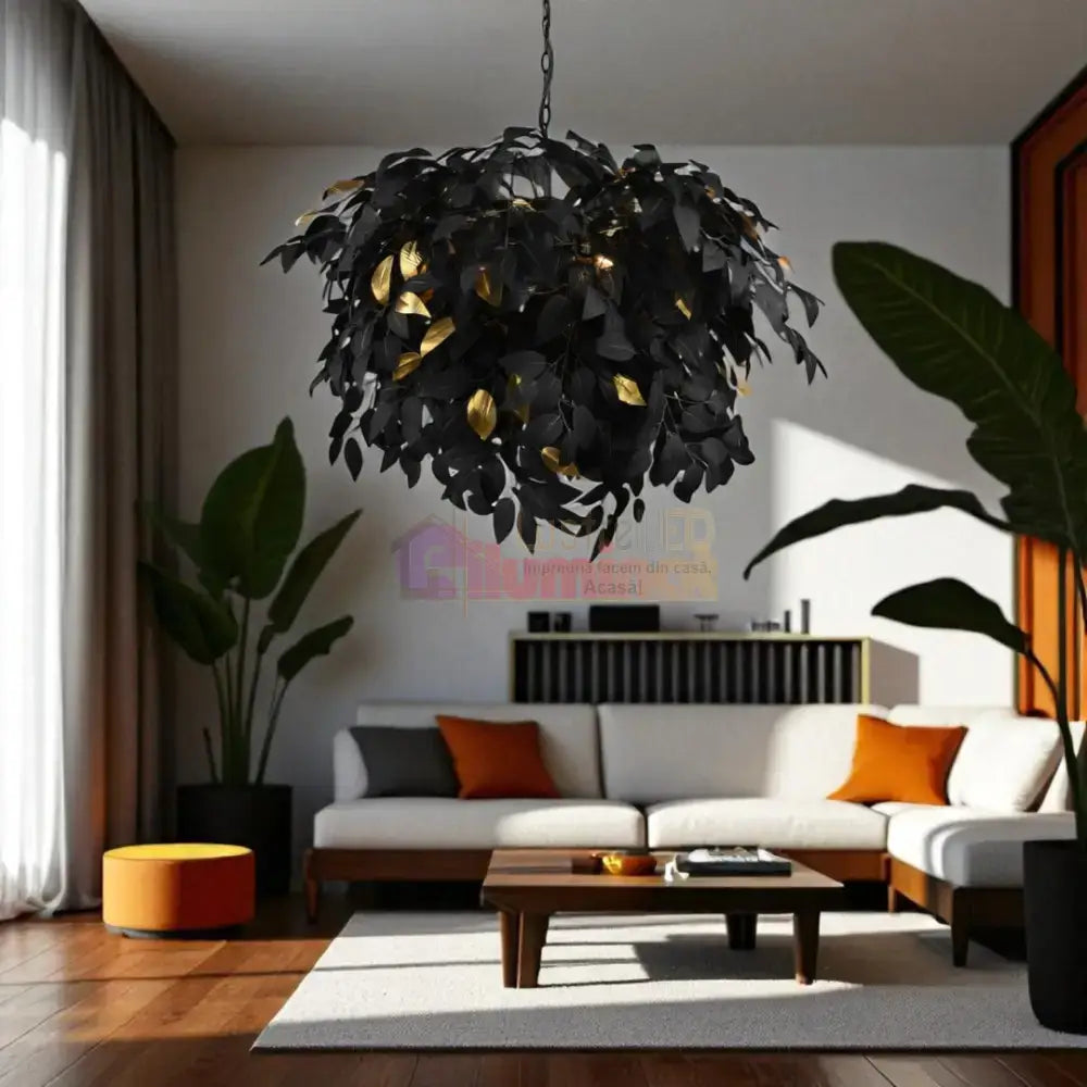 Lustra Suspendata Luxury LEAVY Black lustreled.ro