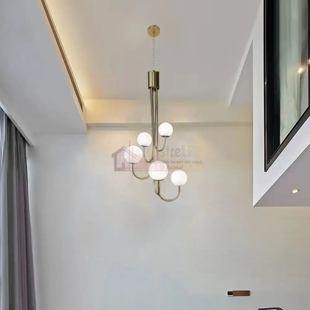 Lustra Suspendata Mini FUBRI Gold Abajur Mat AURIE / ABAJUR / 5 Chandeliers
