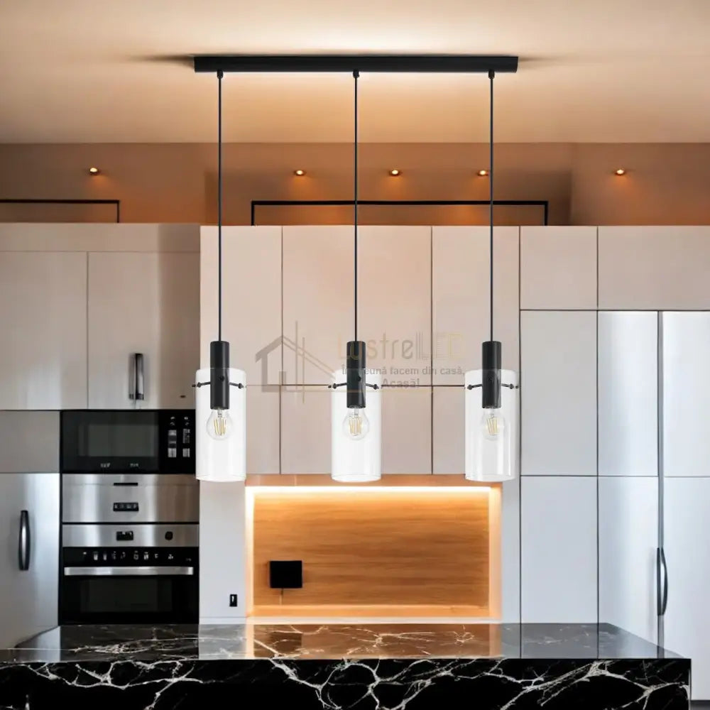 Lustra Suspendata MONTEFINO Black 110CM NEAGRA / VINTAGE SI RETRO DESIGN / 110CM Chandeliers