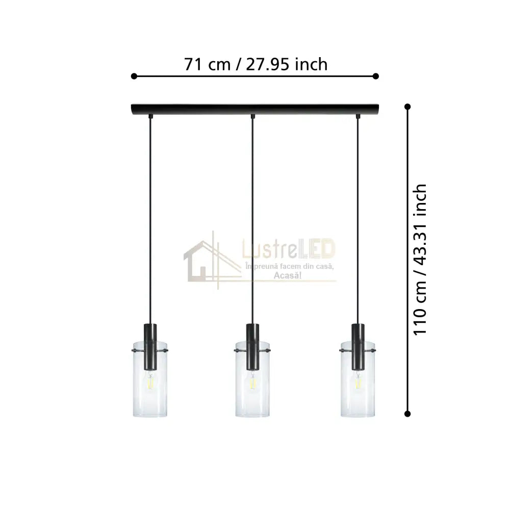 Lustra Suspendata MONTEFINO Black 110CM NEAGRA / VINTAGE SI RETRO DESIGN / 110CM Chandeliers