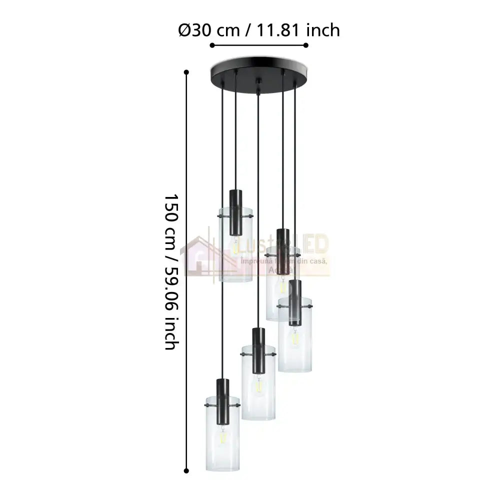 Lustra Suspendata MONTEFINO Black 150CM NEAGRA / ABAJUR / 150CM Chandeliers