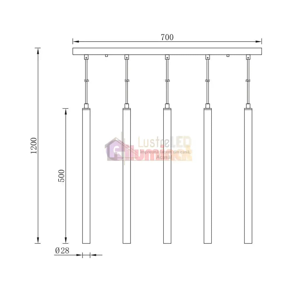 Lustra Suspendata ORION BLACK Liniara 5xG9 lustreled.ro