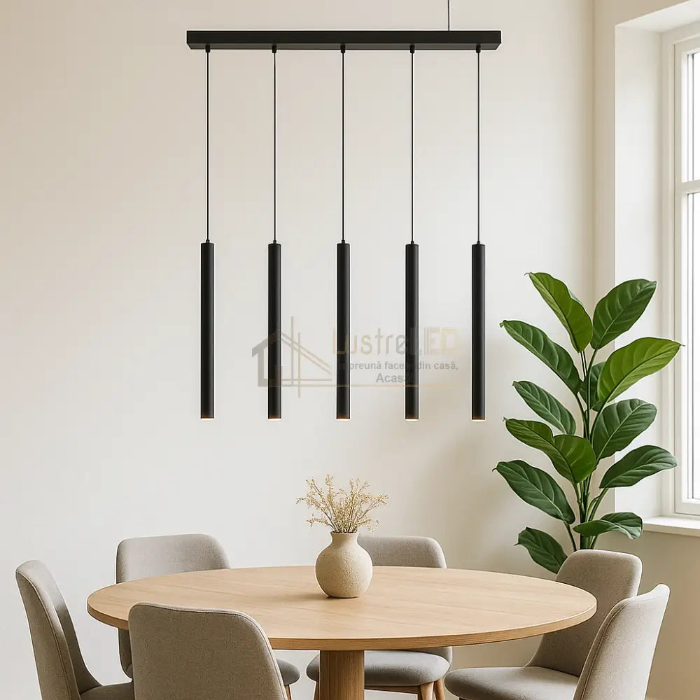 Lustra Suspendata ORION BLACK Liniara 5xG9 lustreled.ro
