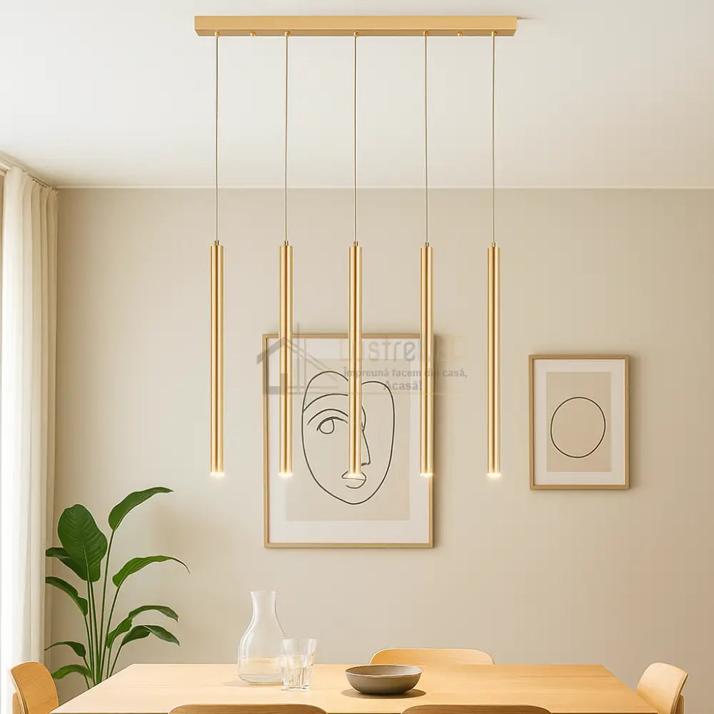 Lustra Abajur MAT GOLD Liniara 3xE27 Spiral MX165-3 (Copy) lustreled.ro