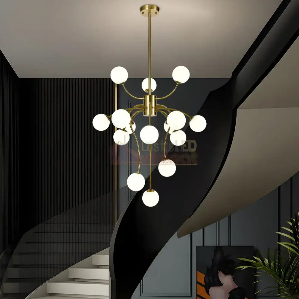 Lustra Suspendata REVSA Gold Abajur Mat 15xG9 Chandeliers