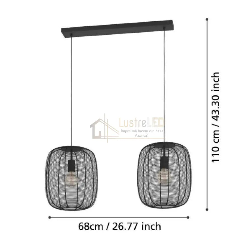 Lustra Suspendata RINROE Black 110CM NEAGRA / VINTAGE SI RETRO DESIGN / 110CM Chandeliers