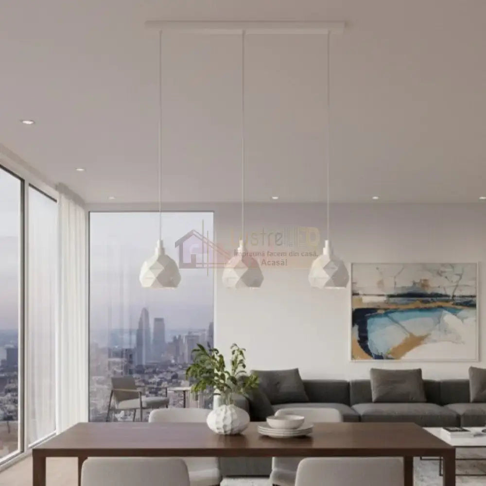 Lustra Suspendata ROCCAFORTE White 110CM ALBA / VINTAGE SI RETRO DESIGN / 110CM Chandeliers