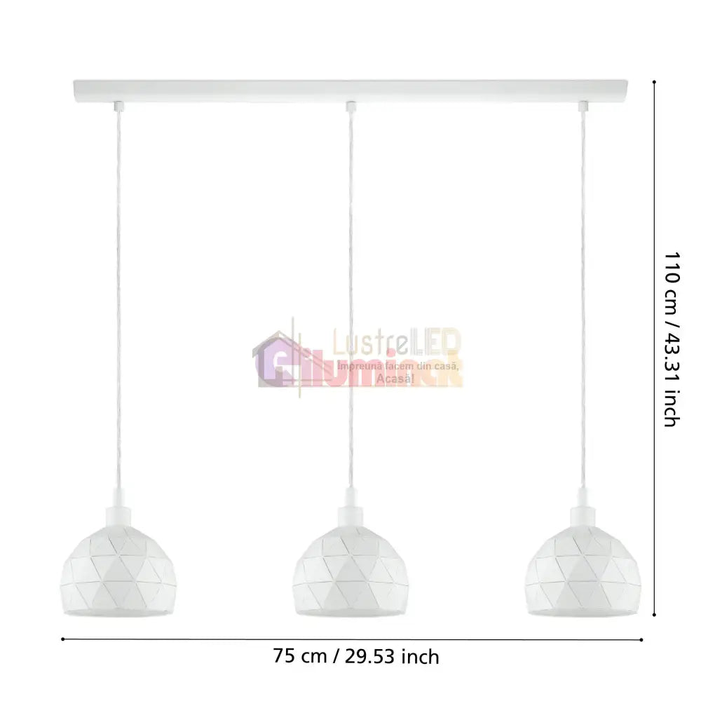 Lustra Suspendata ROCCAFORTE White 110CM ALBA / VINTAGE SI RETRO DESIGN / 110CM Chandeliers