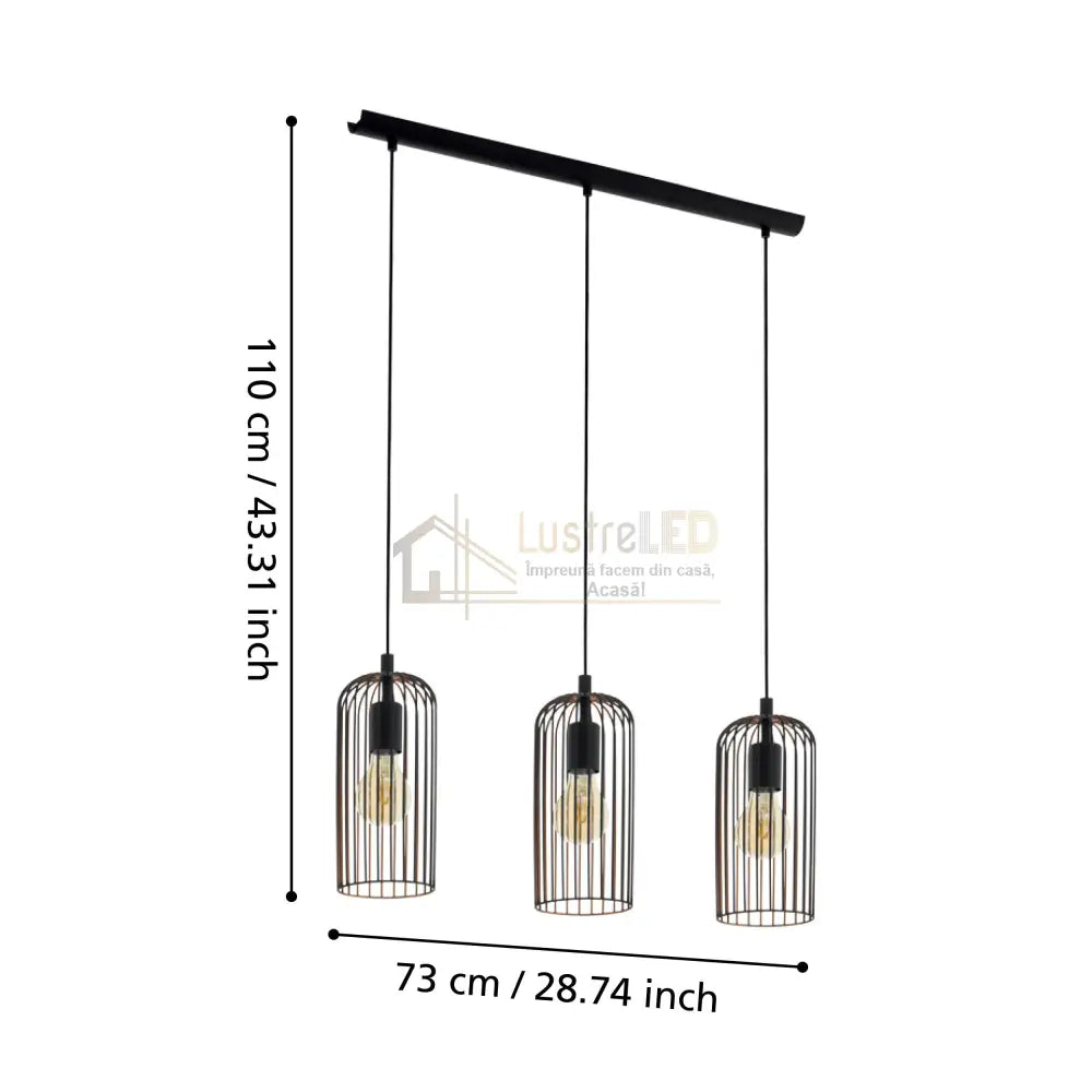 Lustra Suspendata ROCCAMENA Black 110CM NEAGRA / VINTAGE SI RETRO DESIGN / 110CM Chandeliers