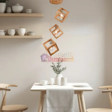 Lustra Suspendata Rotunda 3xE27 Fedra Lemn