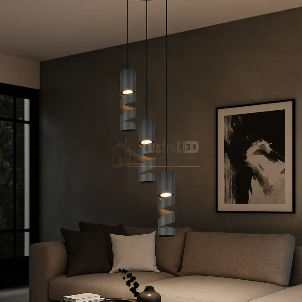 Lustra Suspendata STREAM Black NEAGRA / SPIRALAT Lighting Fixtures