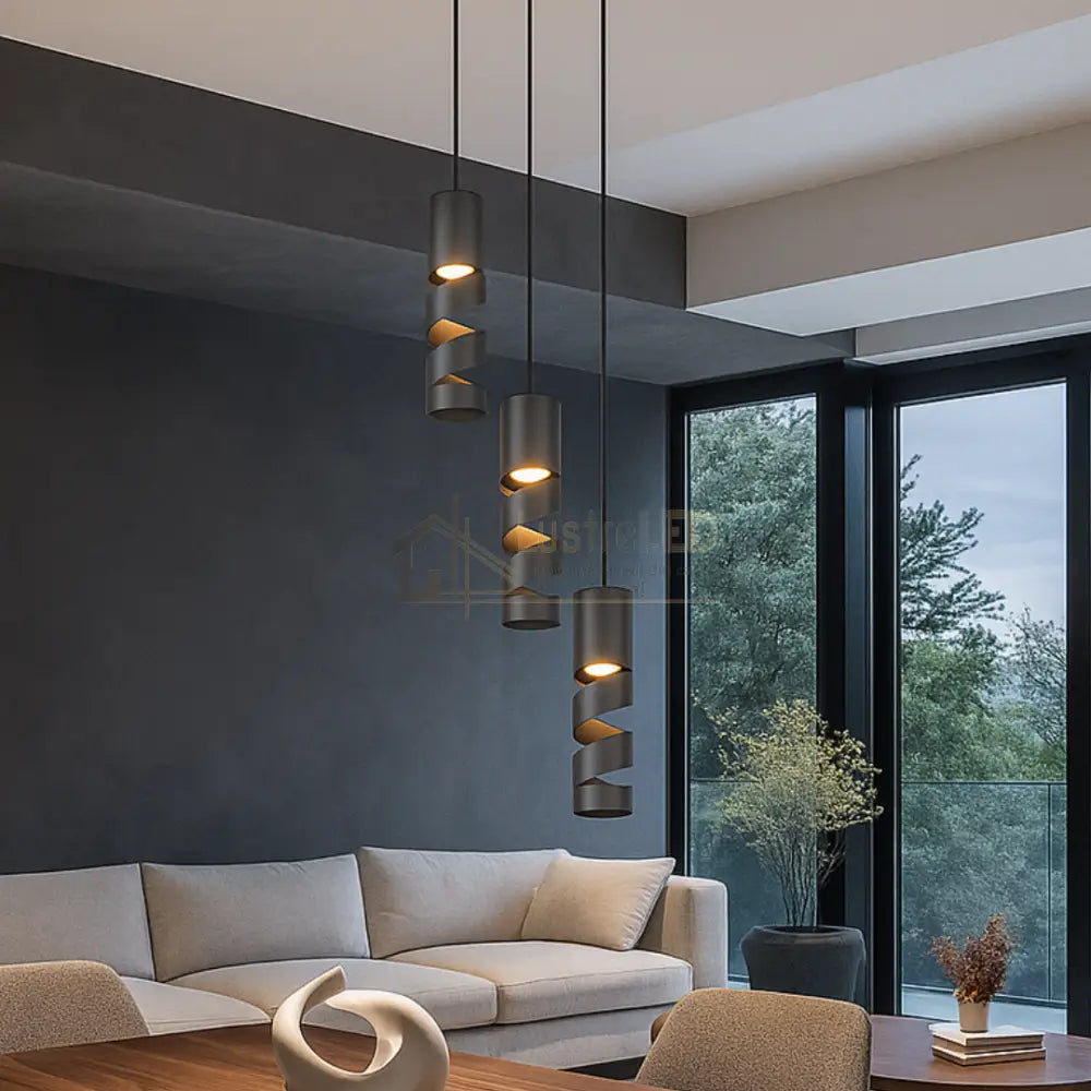 Lustra Suspendata STREAM Black NEAGRA / SPIRALAT Lighting Fixtures