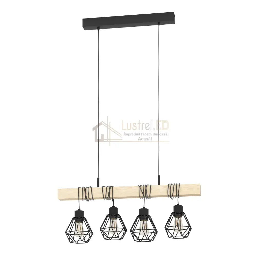 Lustra Suspendata TOWNSHEND Black & Wood Eglo Chandeliers
