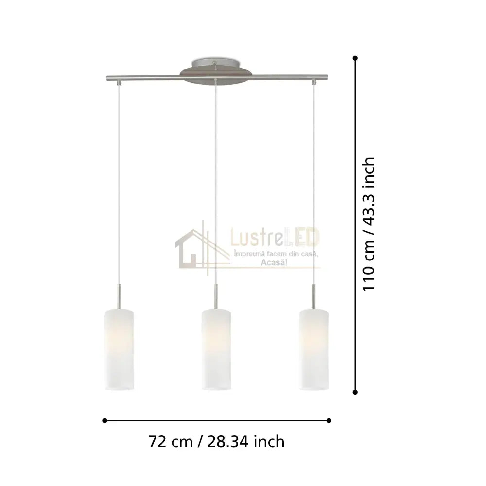 Lustra Suspendata TROY 3 Silver 110CM ARGINTIE / VINTAGE SI RETRO DESIGN / 110CM Chandeliers
