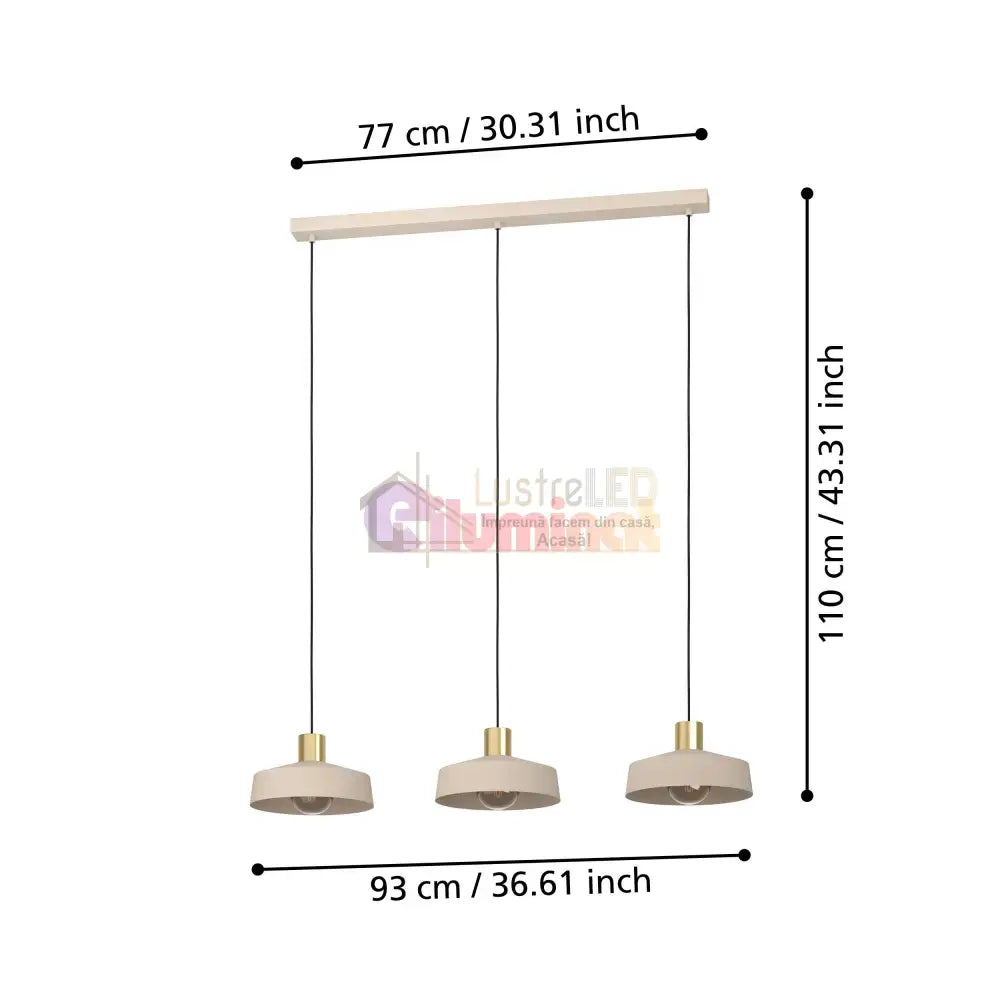 Lustra Suspendata VALDIOLA Cream 110CM Crem / ABAJUR / 110CM Chandeliers
