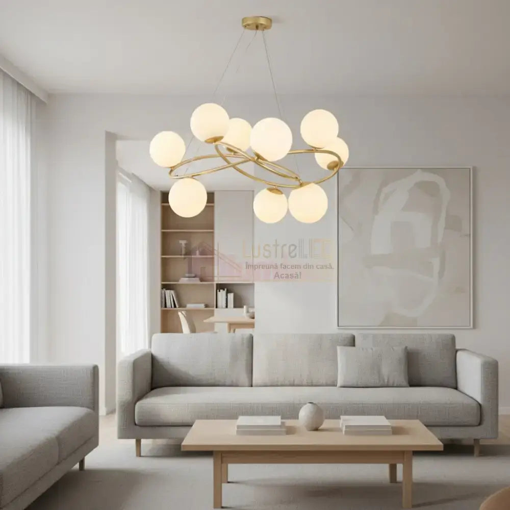 Lustra Suspendata VELURA Gold Abajur Mat Chandeliers