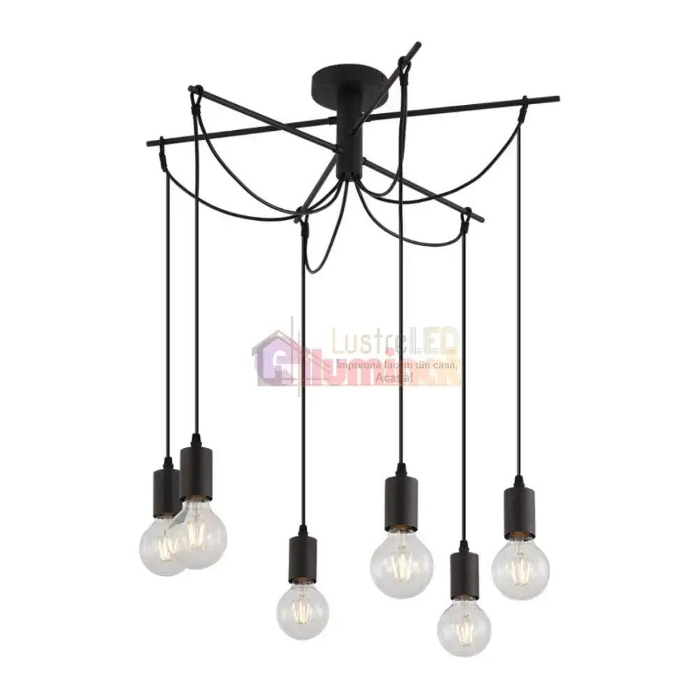 Lustra Suspendata Abajur 6xE27 Black lustreled.ro