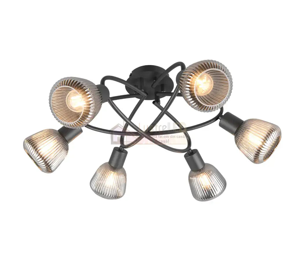 Lustra TARIFA Abajur Negru Mat 6xE14 NEAGRA / ABAJUR Chandeliers