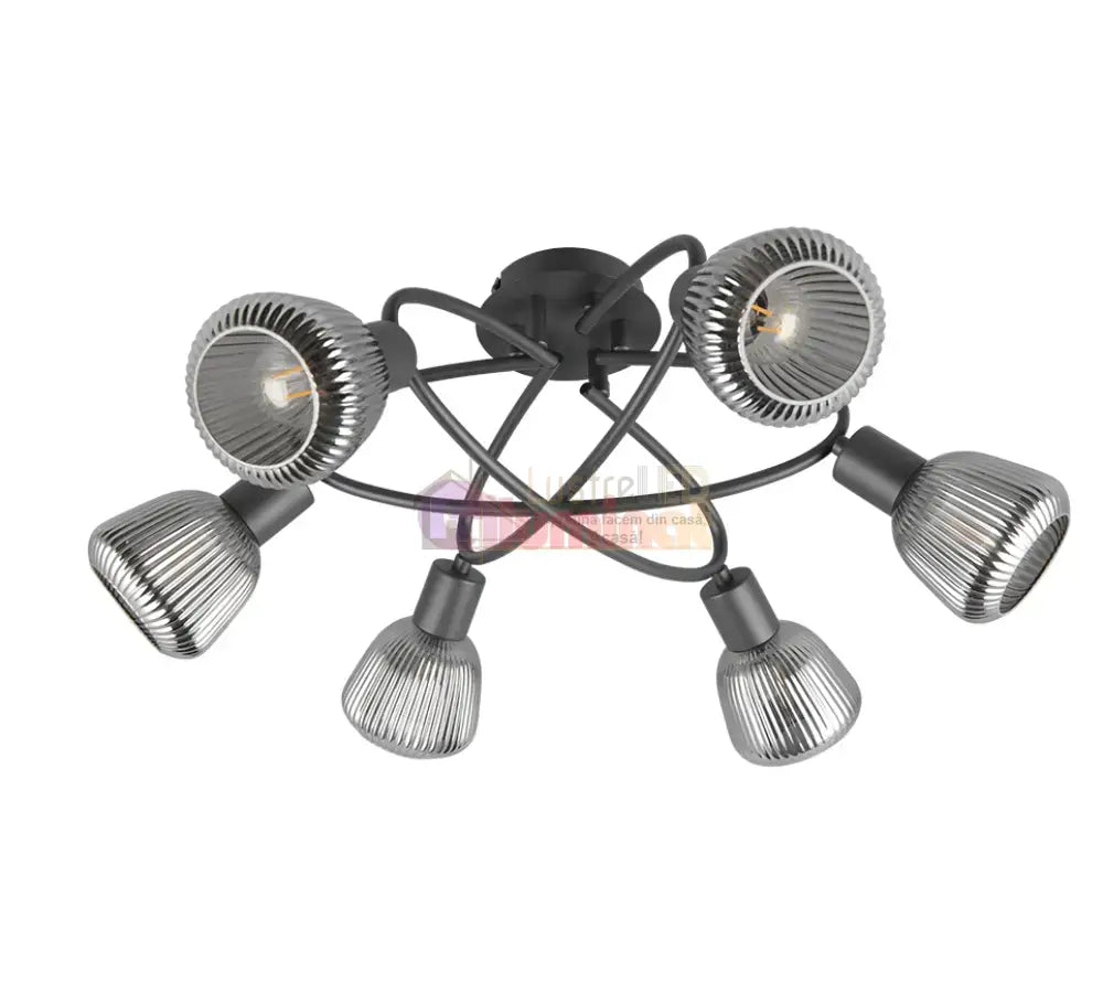 Lustra TARIFA Abajur Negru Mat 6xE14 lustreled.ro