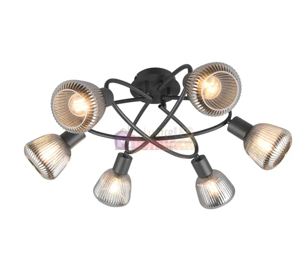 Lustra TARIFA Abajur Negru Mat 6xE14 lustreled.ro