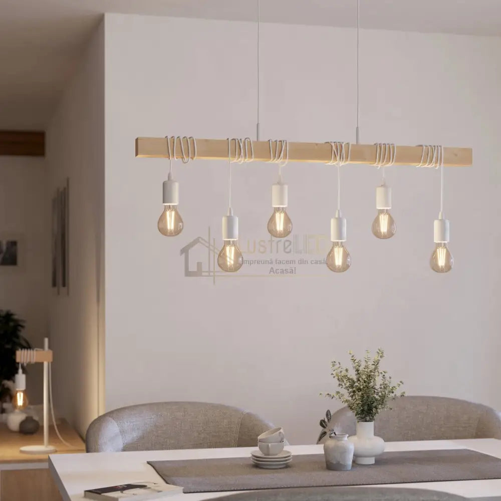 Lustra TOWNSHEND White Nature EGLO LEMN / VINTAGE SI RETRO DESIGN / 100CM Lighting Fixtures