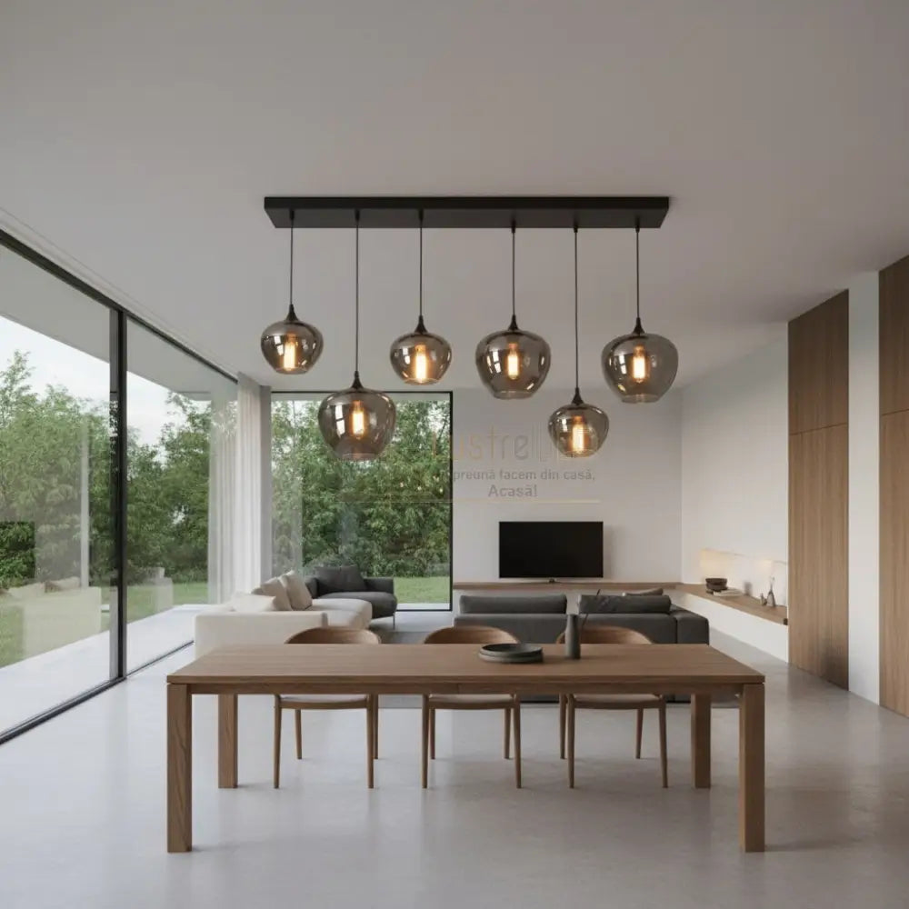 Lustra VERA Black Abajur Fumuriu 6xE27 Lighting Fixtures